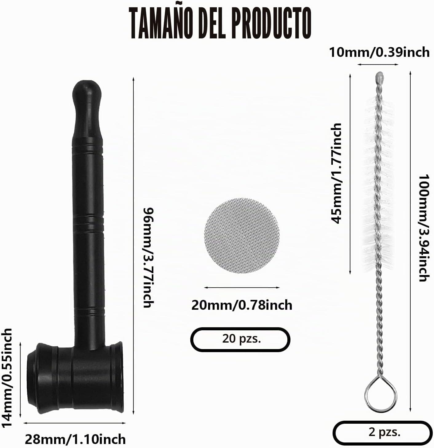 Detalle de los filtros de acero inoxidable incluidos