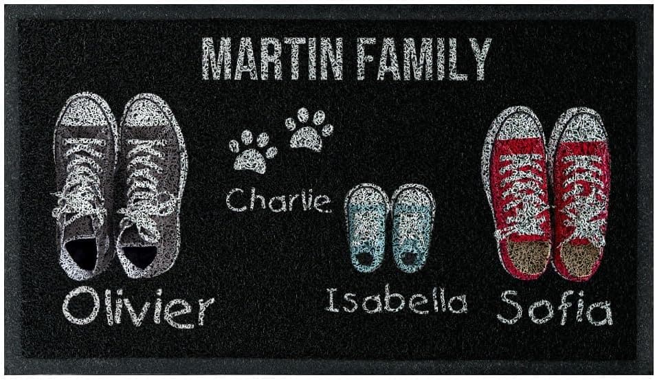 Detalle del felpudo con siluetas personalizables