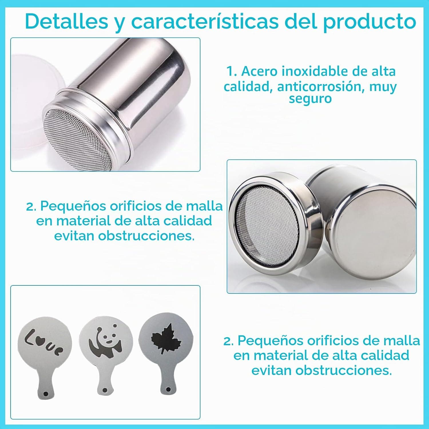 Detalle de las 16 plantillas decorativas incluidas
