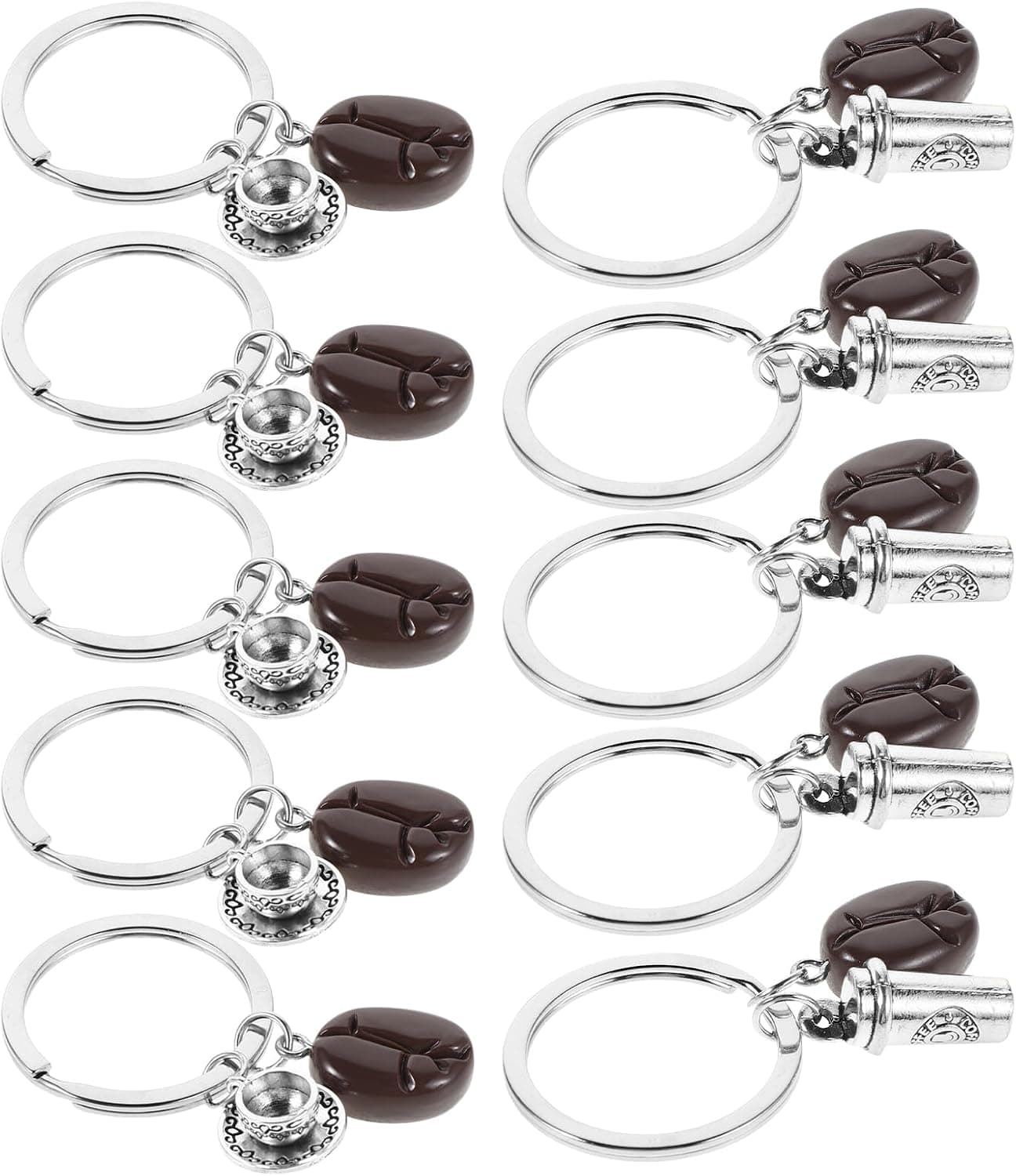 Pack de diez llaveros con dije de taza de café