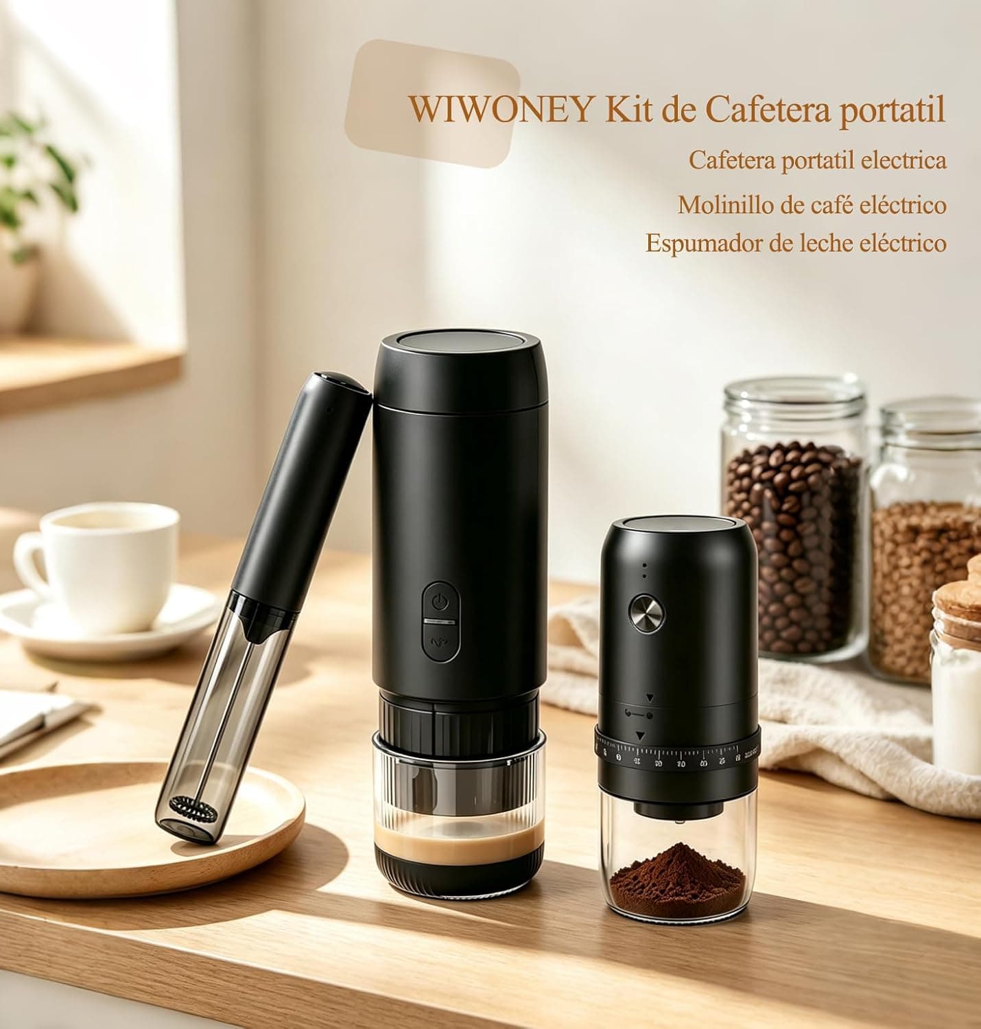 Cafetera portátil recargable por USB-C
