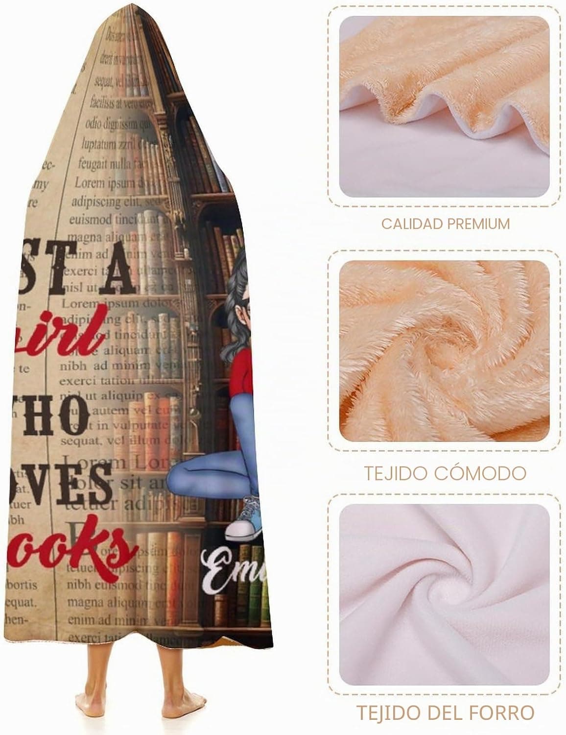 Detalle del material de terciopelo de la manta