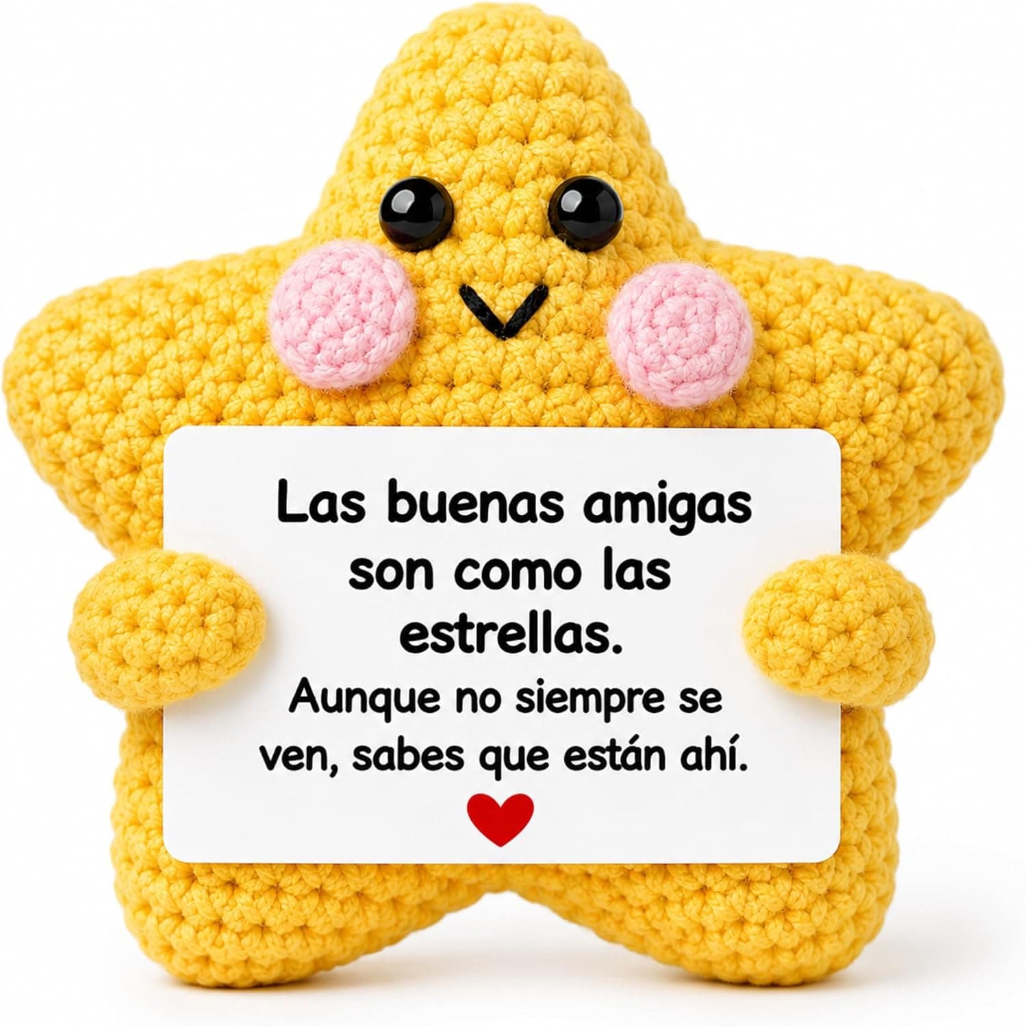 Estrella de peluche de crochet con tarjeta para amiga