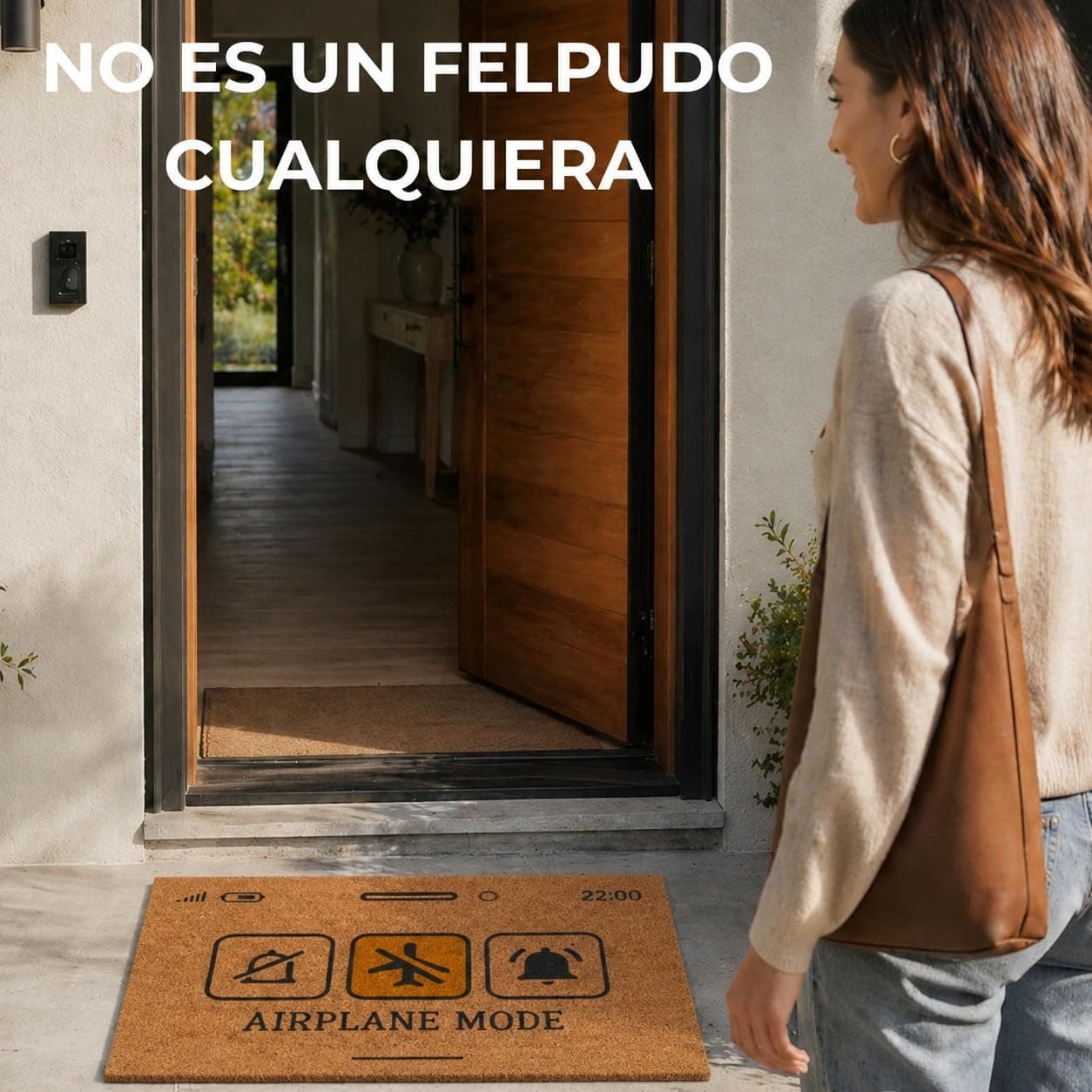 Detalle del felpudo colocado en la puerta