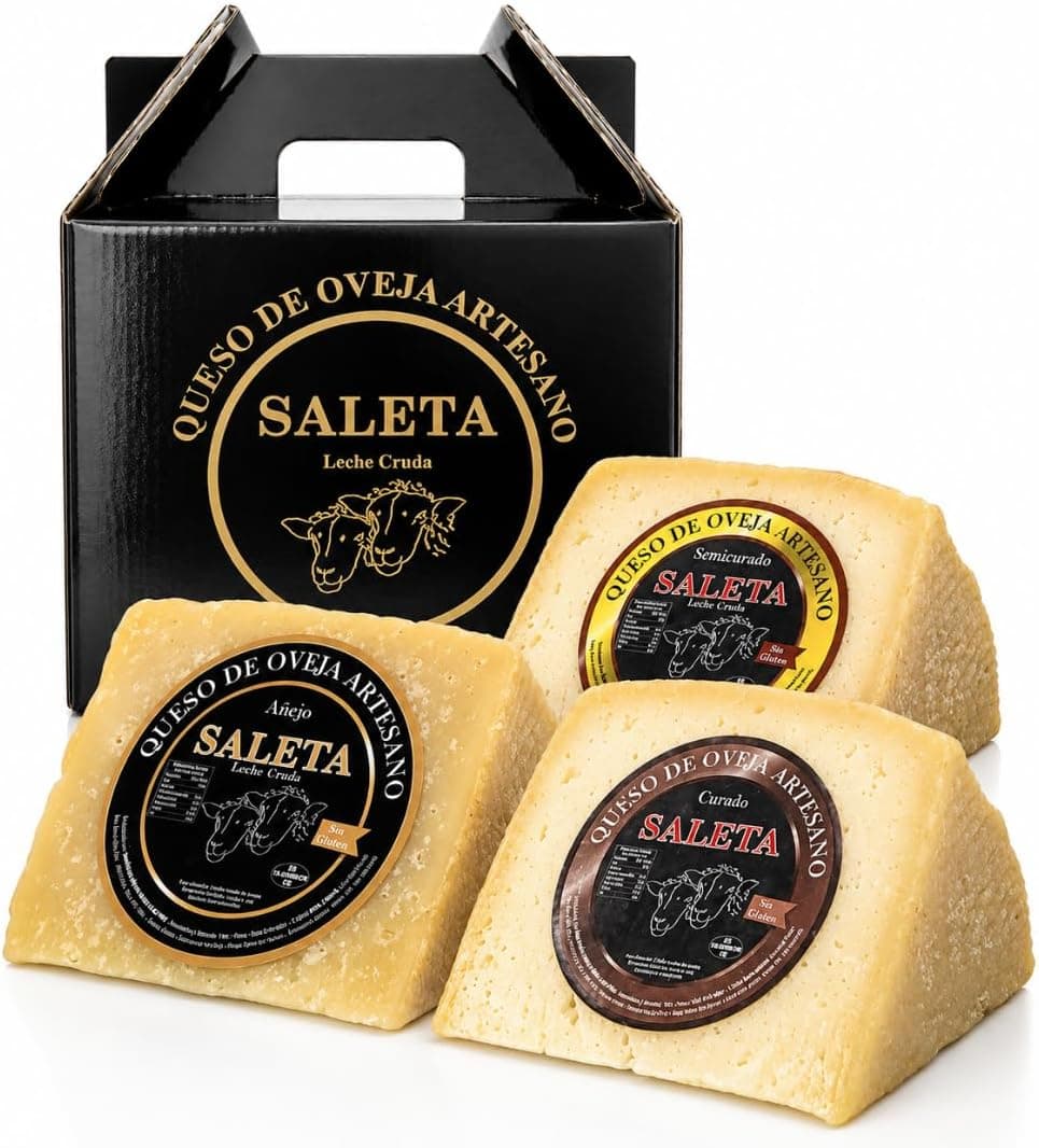 Cesta de quesos de oveja Saleta con tres cuñas surtidas