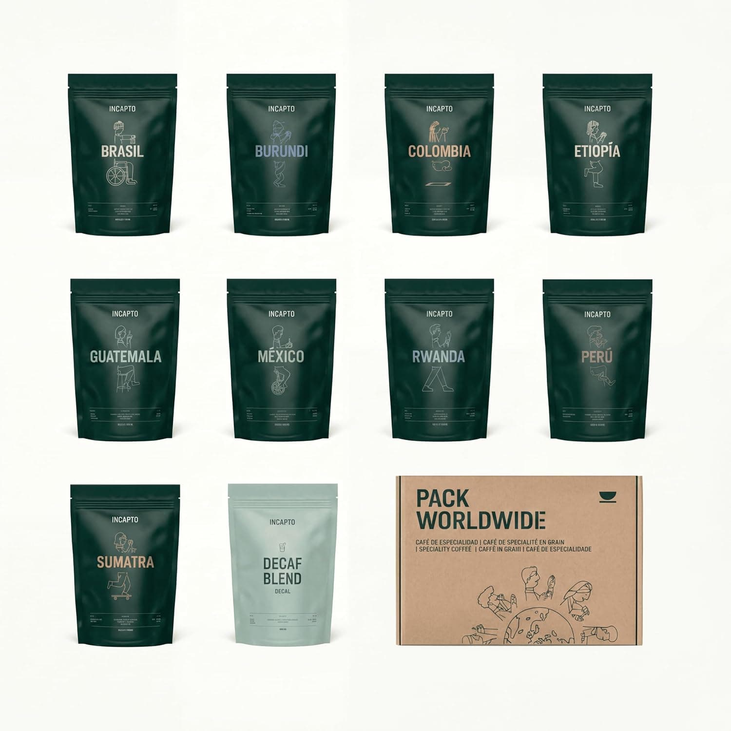 Bolsas individuales de 100 gramos de café de especialidad