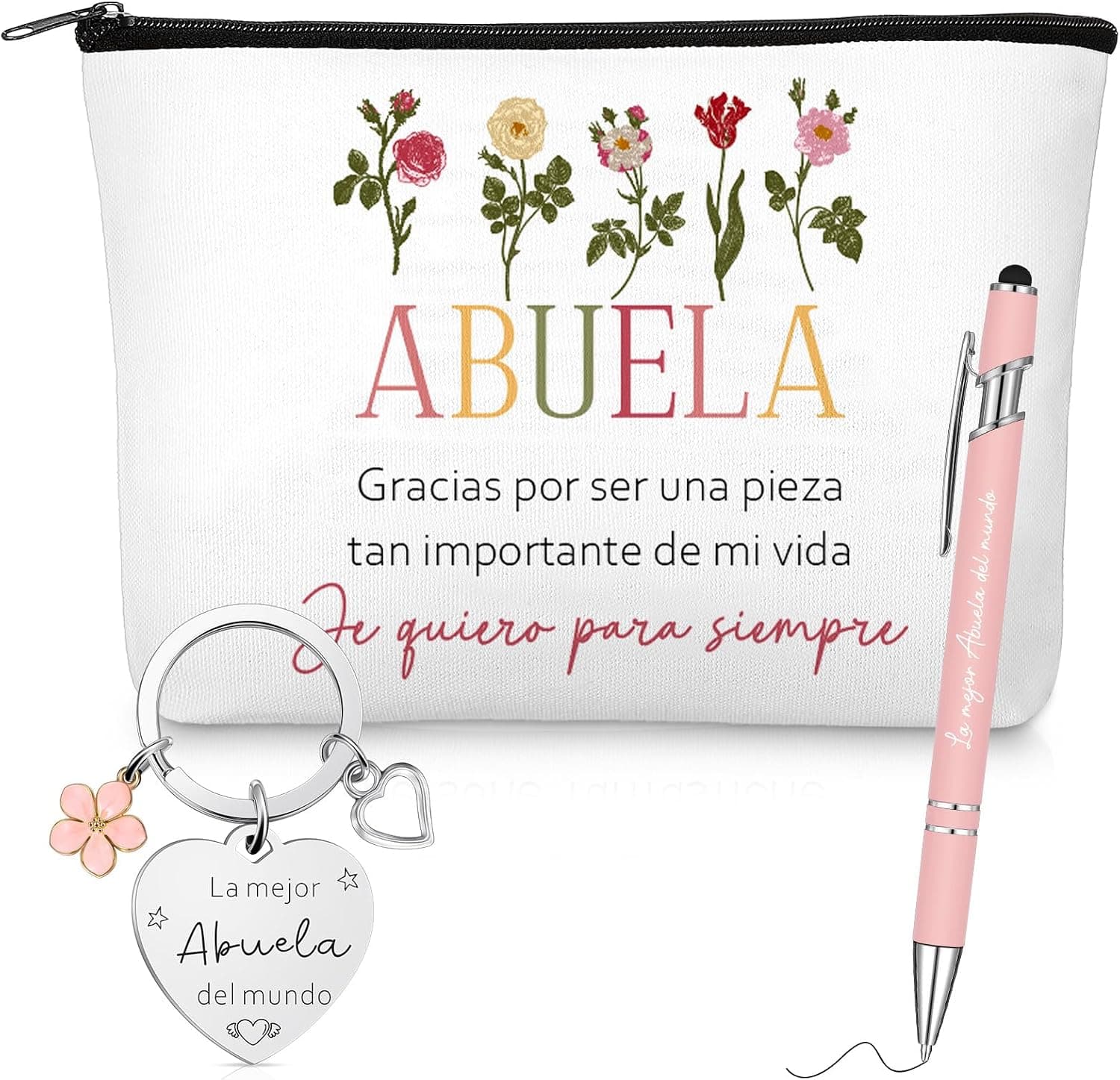Set de regalo para abuela con neceser, llavero y bolígrafo