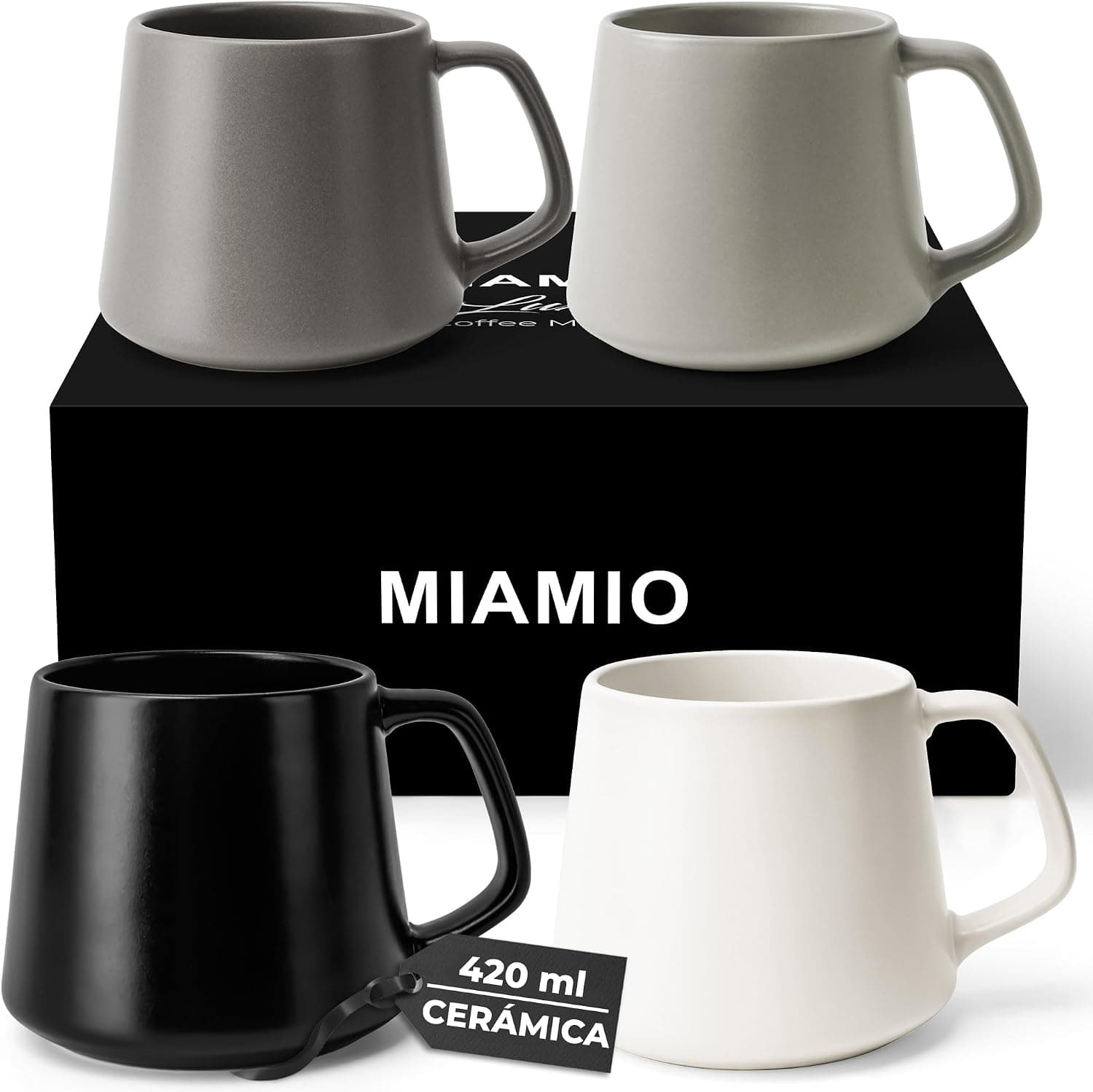Set de cuatro tazas de café de gres