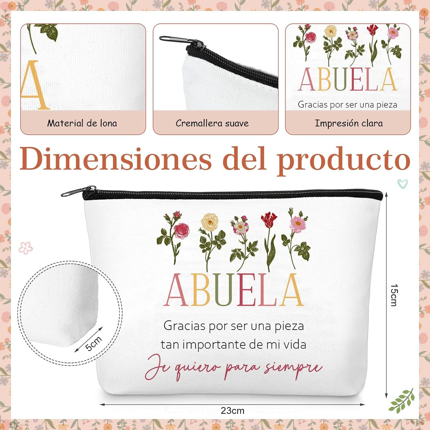 Detalle del mensaje impreso en el neceser