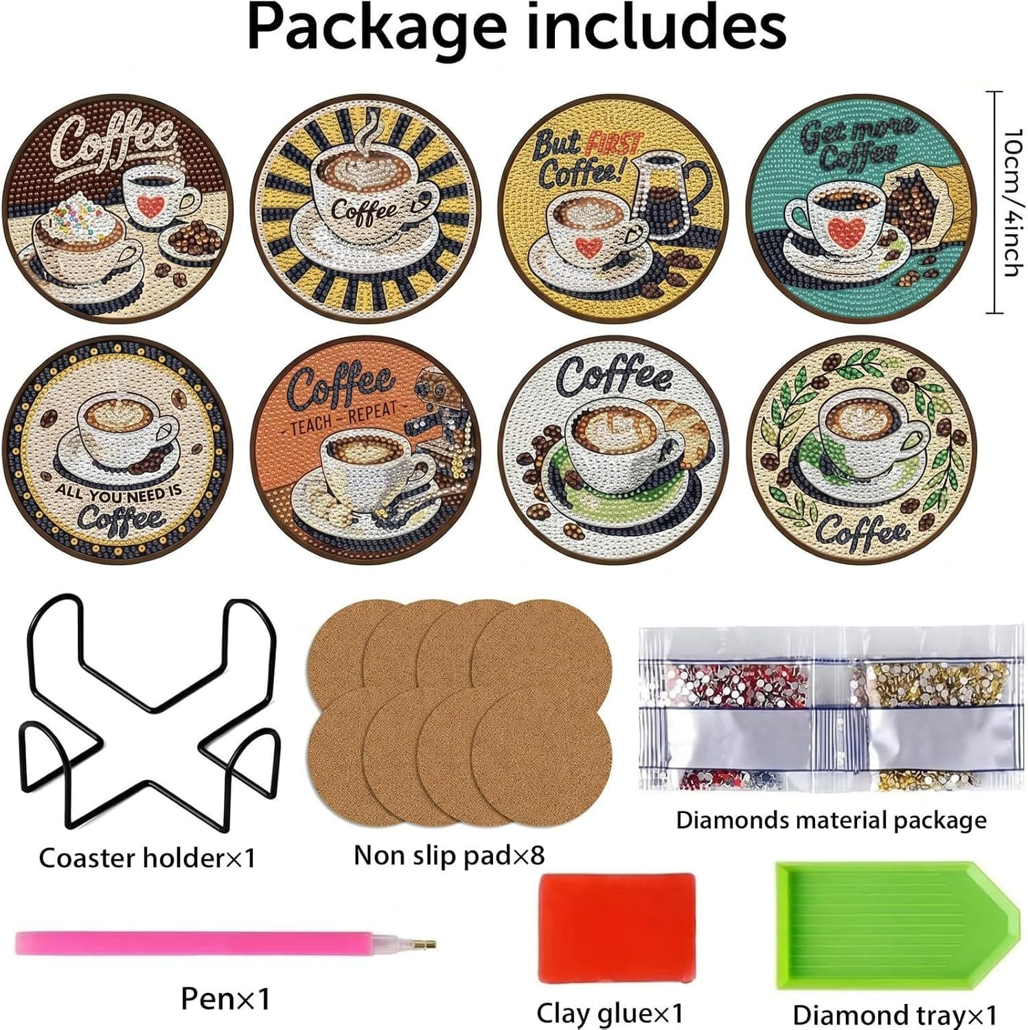 Posavasos terminados con diseños de café