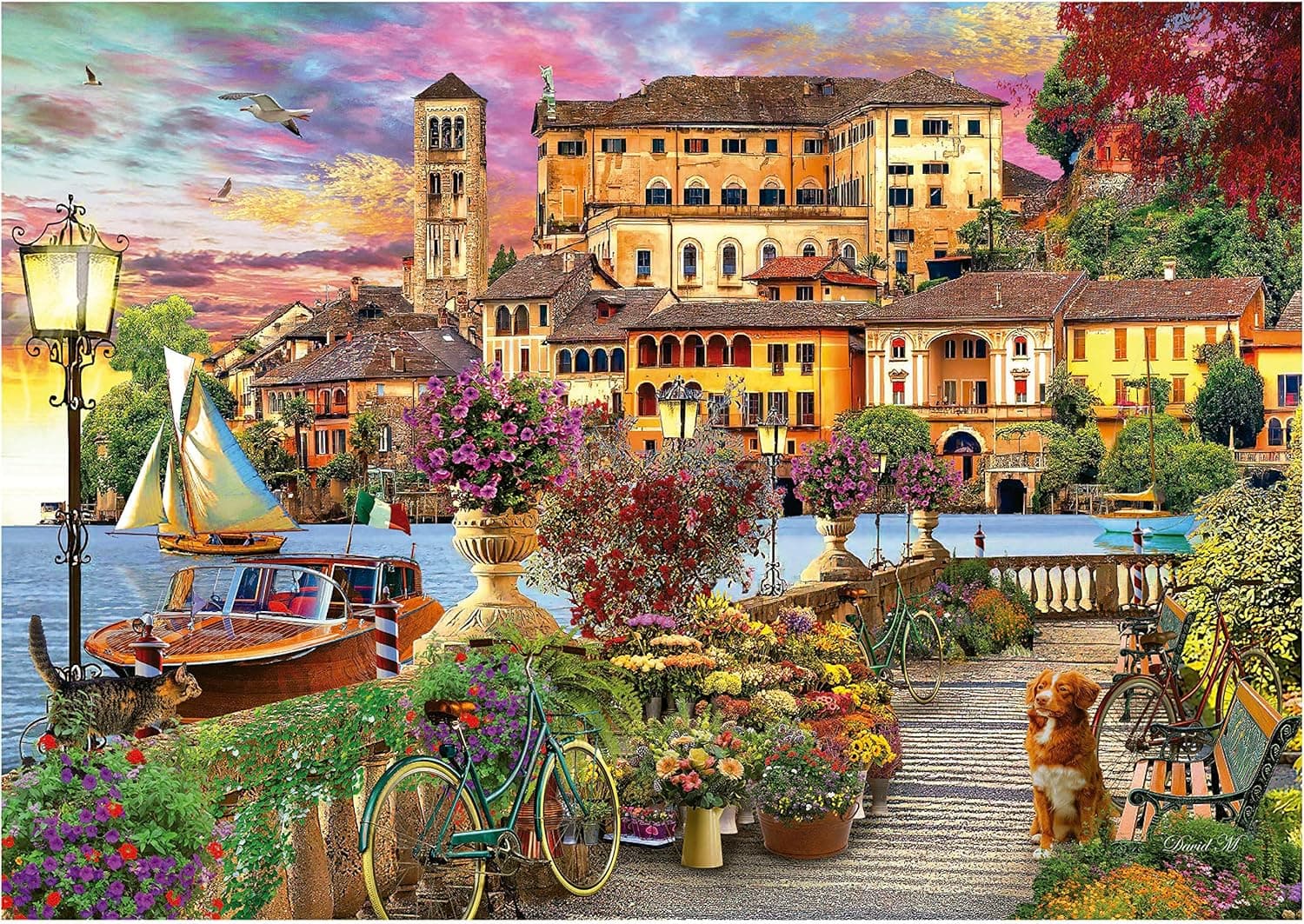 Puzzle del paseo italiano montado con sus 1500 piezas