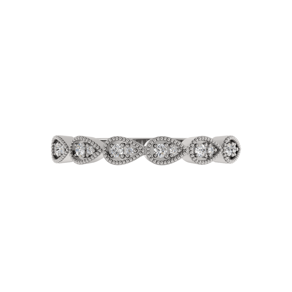 Alianza de Boda Rose Pavé Milgrain 1.50 MM con diamante de laboratorio Oro Blanco 417 (10K)