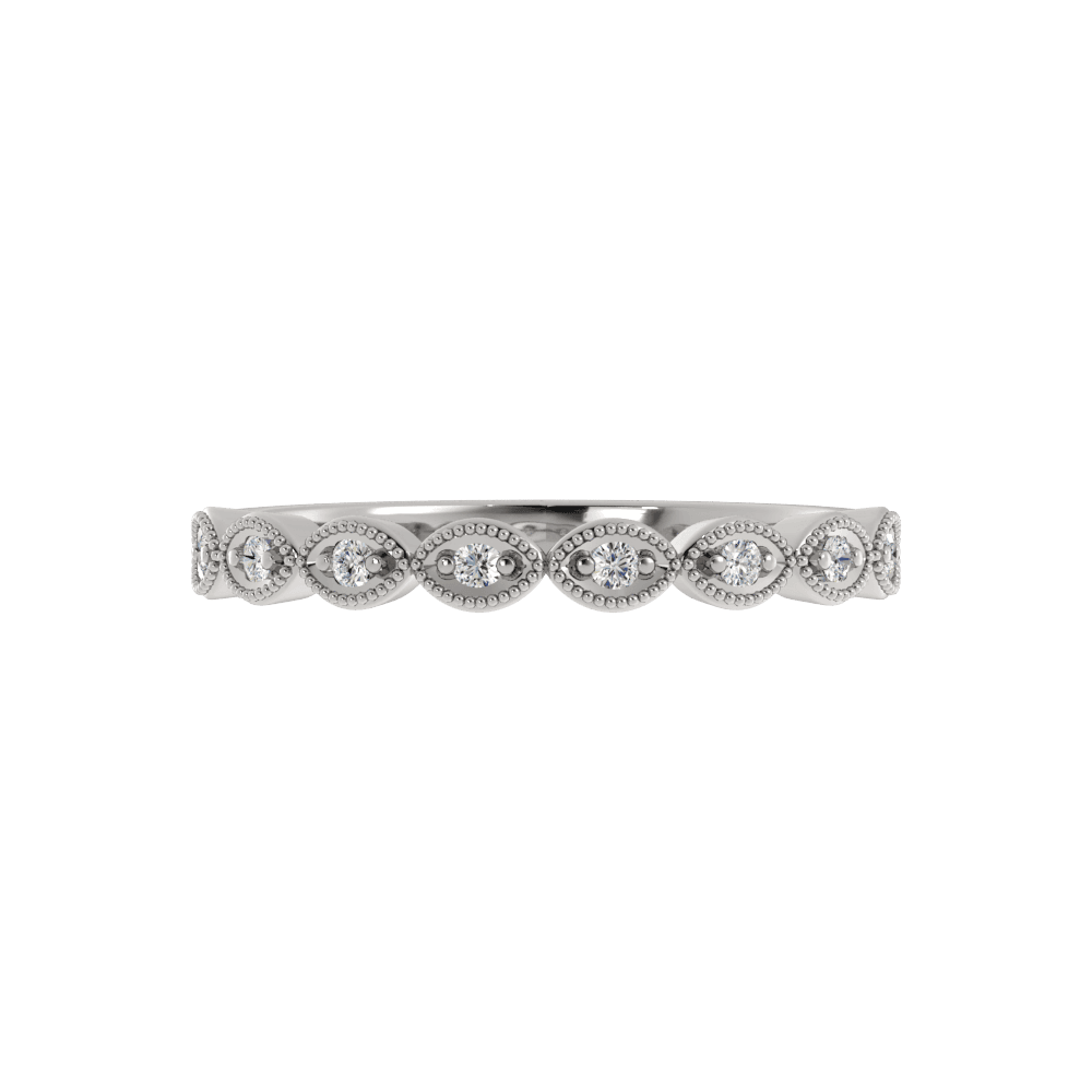 Alianza de Boda Pavé Milgrain con diamante de laboratorio Oro Blanco 417 (10K)