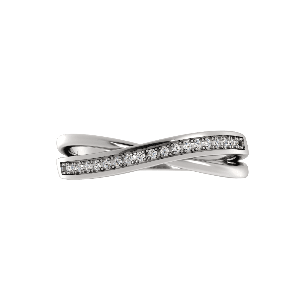 Alianza de Boda Pavé Wave 1.37 MM con diamante de laboratorio Oro Blanco 417 (10K)