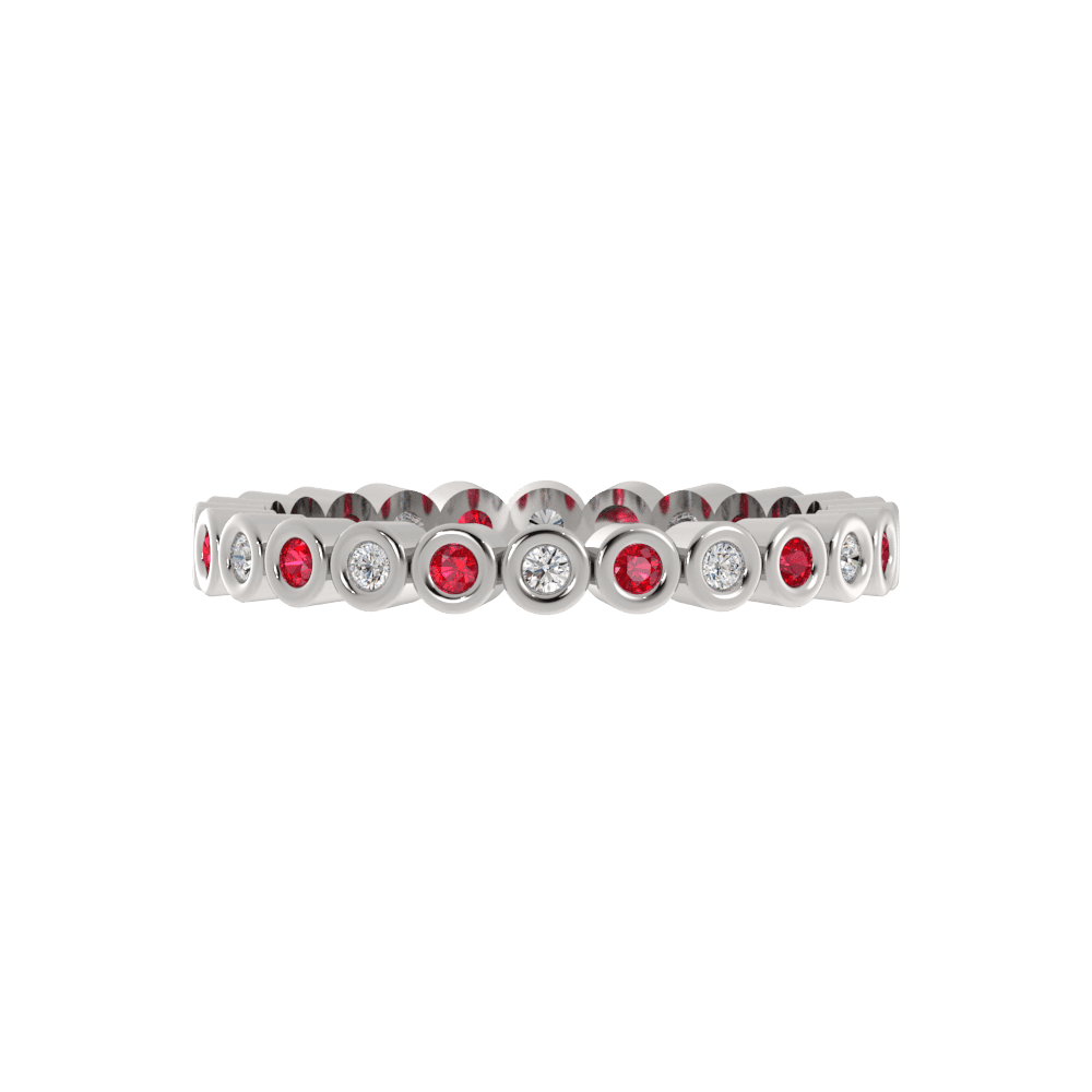 Alianza de Boda Timeless con diamante y rubí de laboratorio Oro Blanco 417 (10K)
