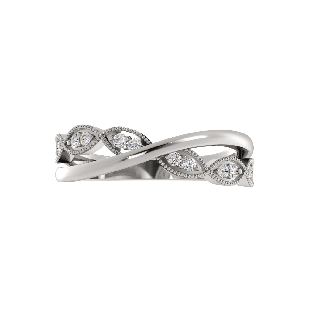 Alianza de Boda Duo Vivo Pavé 1.70 MM con diamante de laboratorio Oro Blanco 417 (10K)