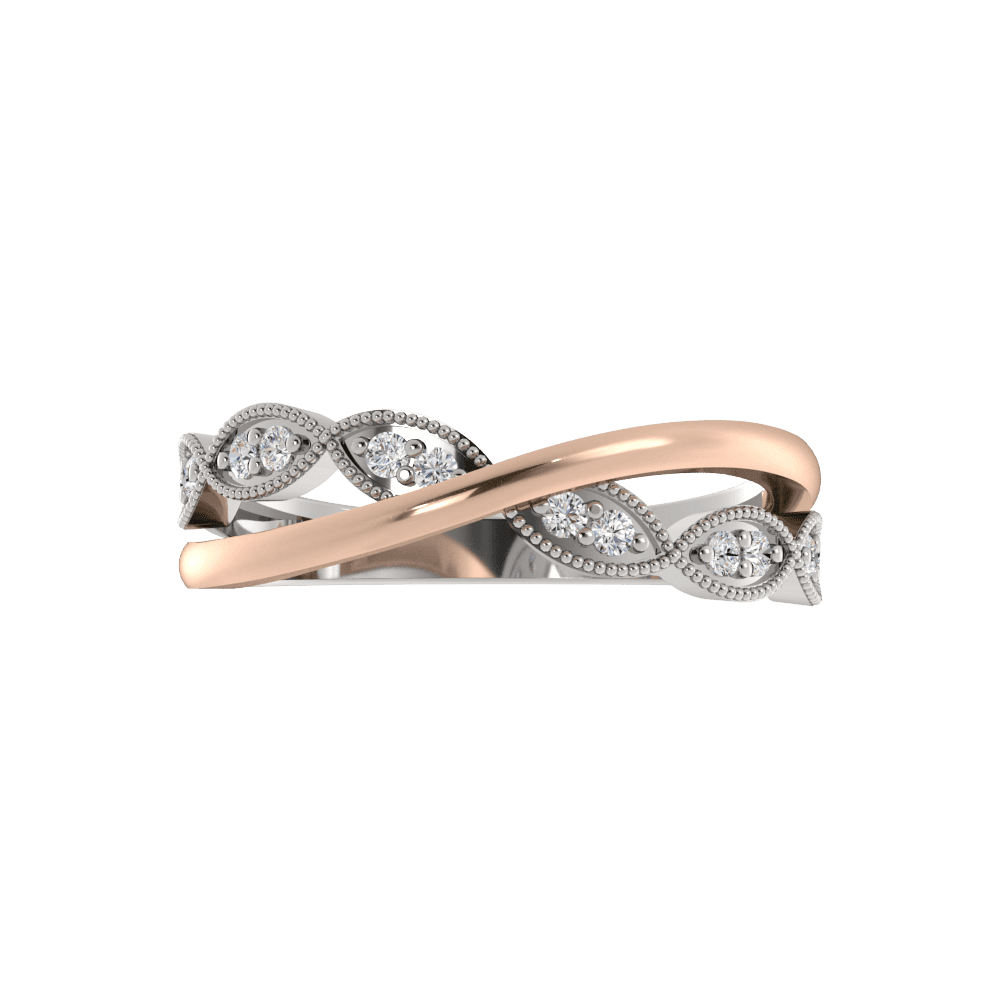 Alianza de Boda Duo Vivo Pavé 1.70 MM con diamante de laboratorio Oro Rosa & Blanco 417 (10K)