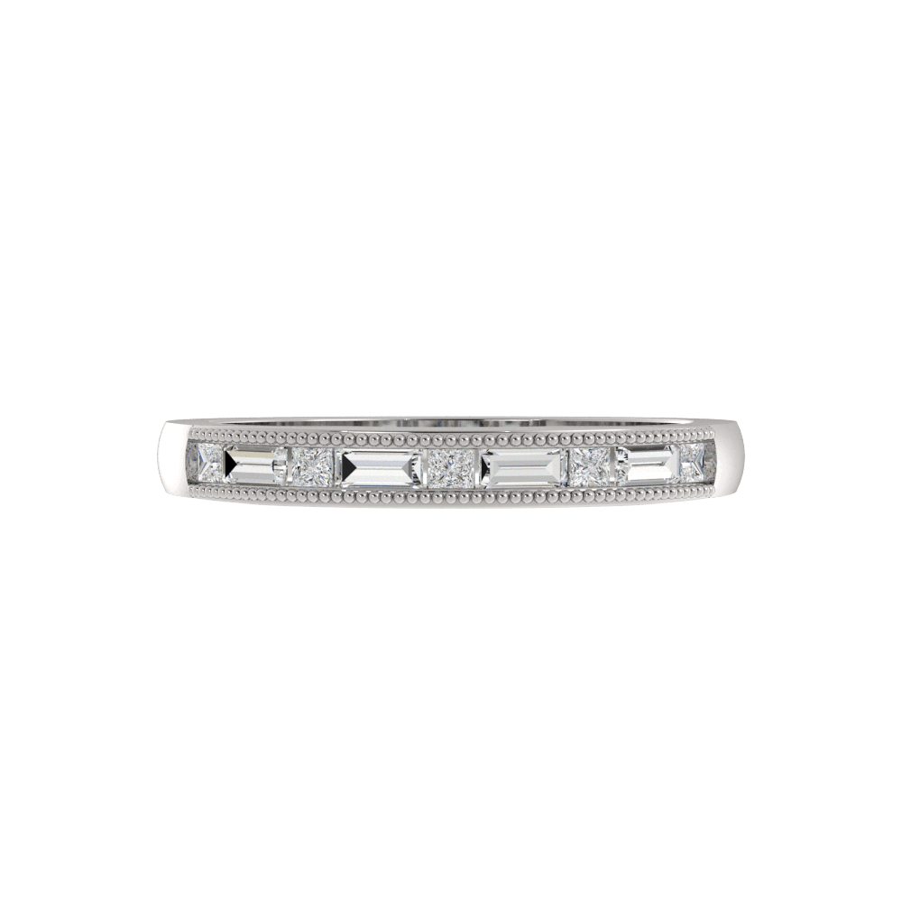 Alianza Carril Diamantes Princesa y Baguette 1.50 MM Diamante de Laboratorio Oro Blanco 417