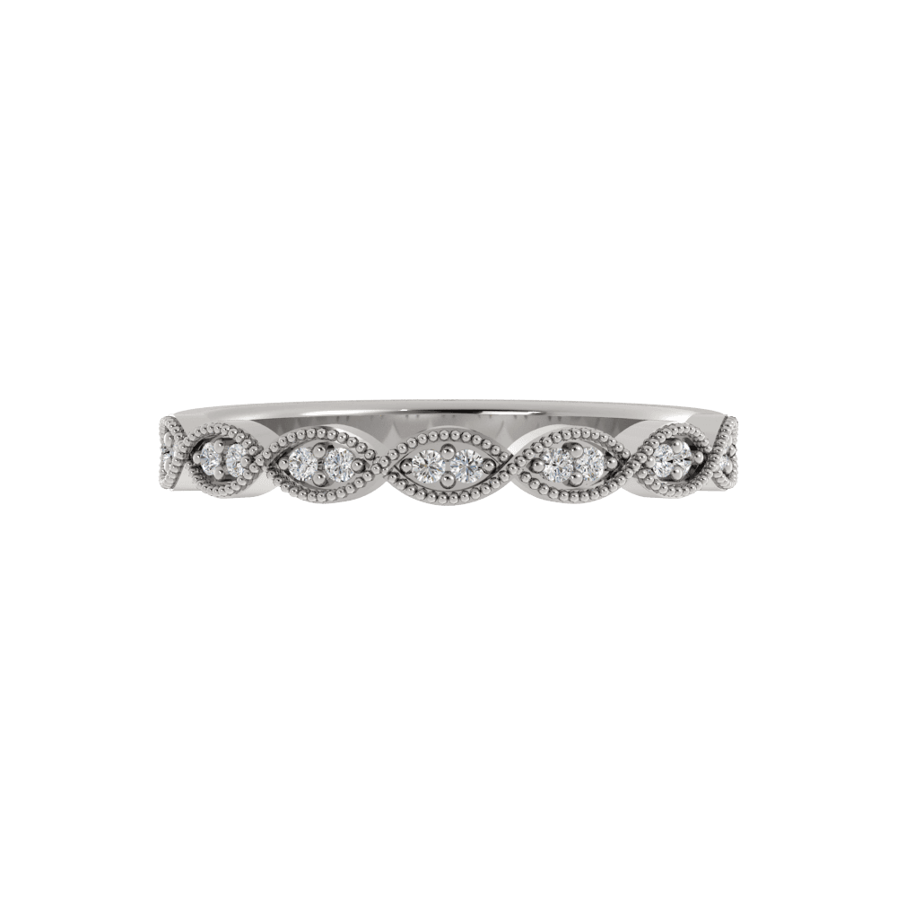 Alianza de Boda Dia Milgrain Pavé 2.50 MM Diamante de Laboratorio Oro Blanco 417