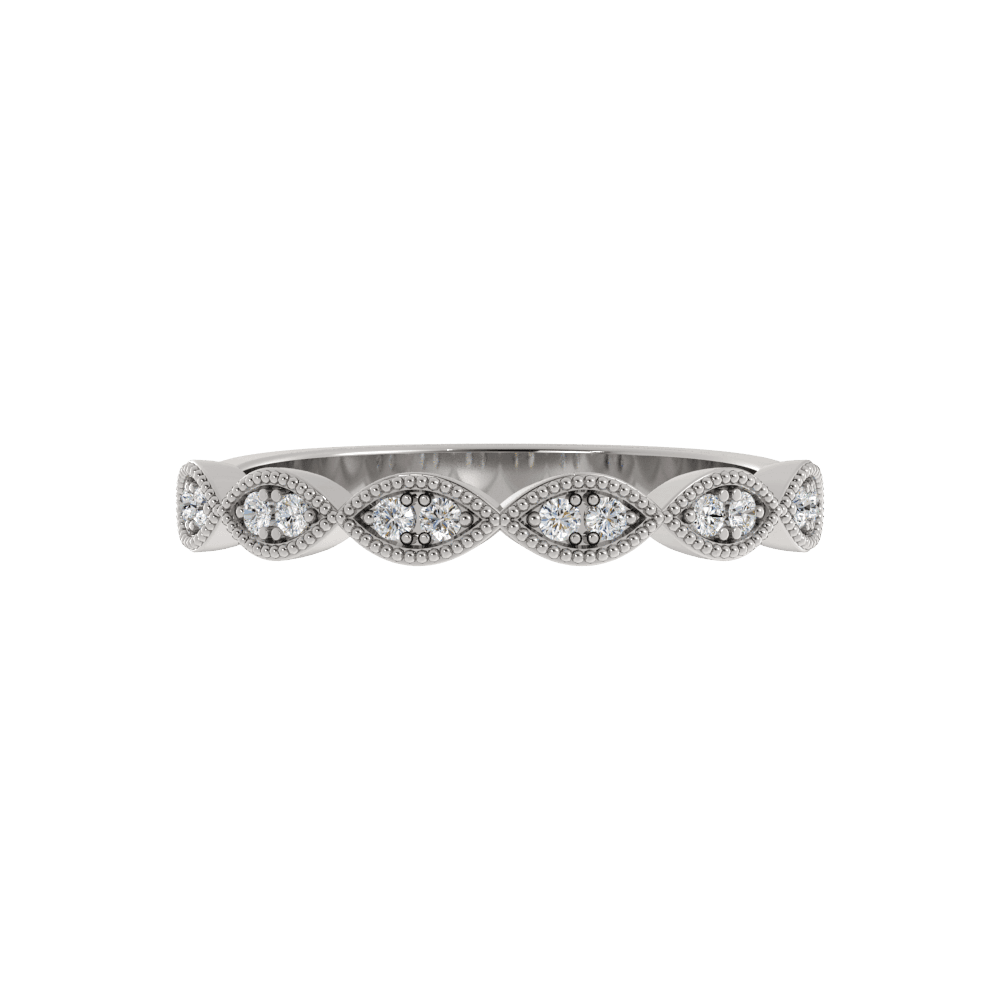 Alianza de Boda Milgrain Pavé 2.20 MM Diamante de Laboratorio Oro Blanco 417