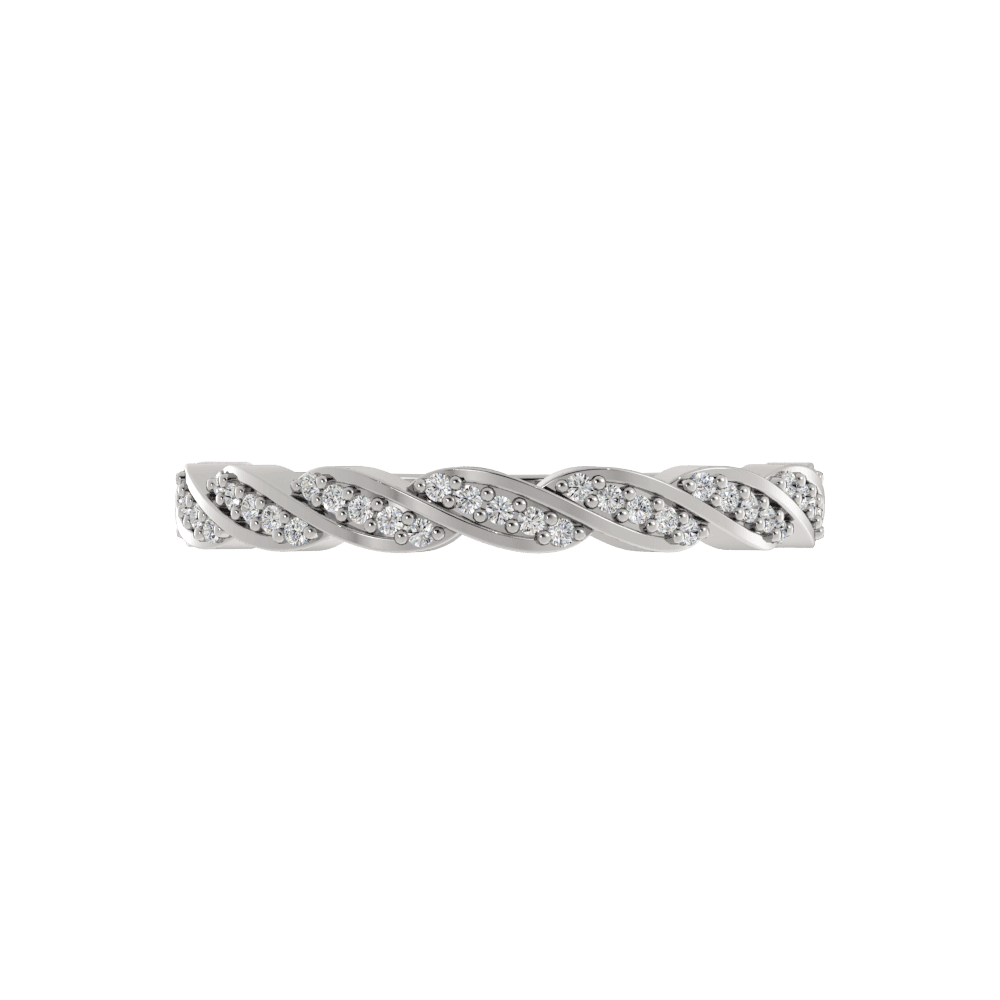 Alianza de Boda Petite Pavé 1.10 MM Diamante de Laboratorio Oro Blanco 417
