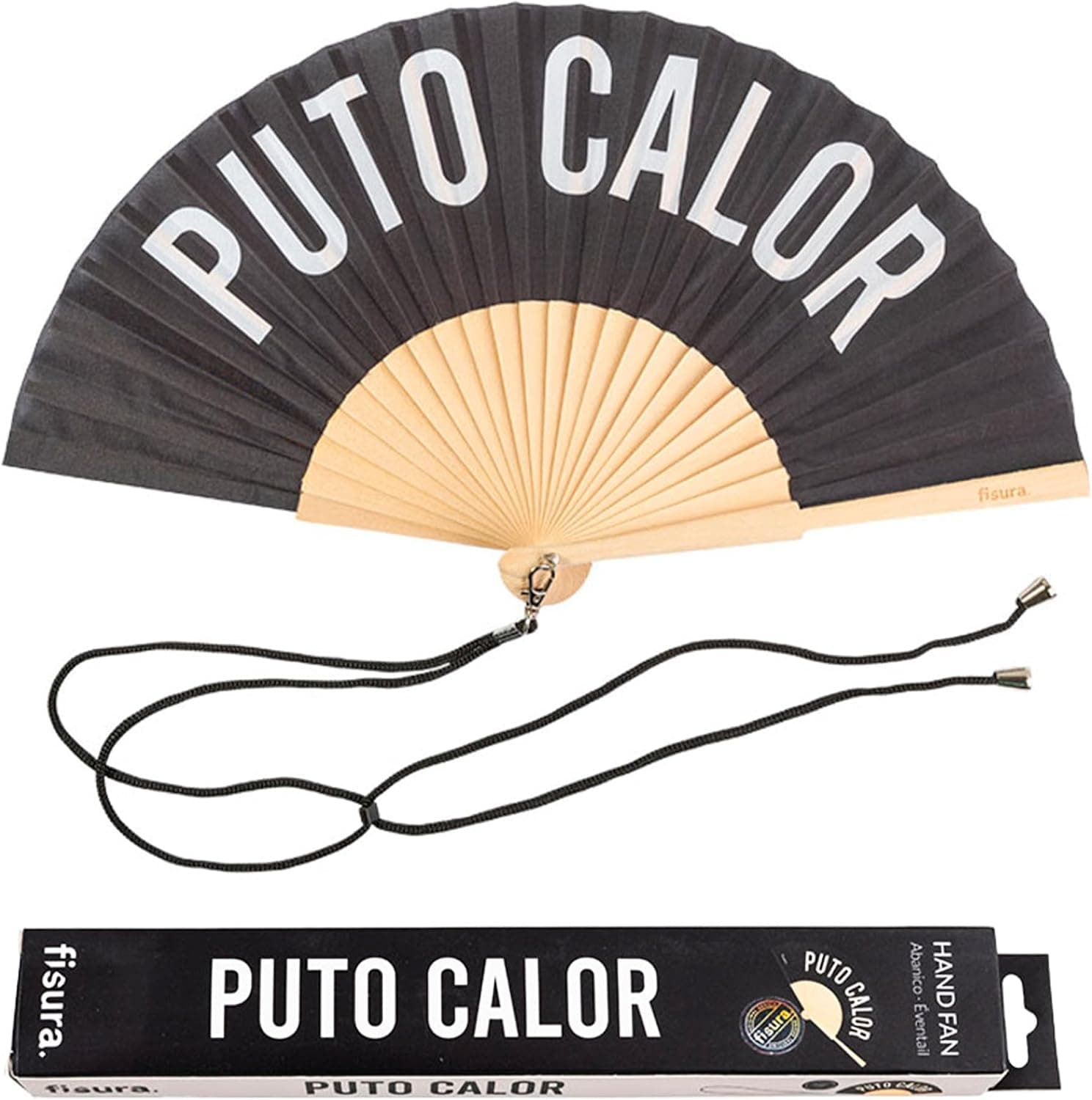 Abanico de madera con el mensaje p*to calor