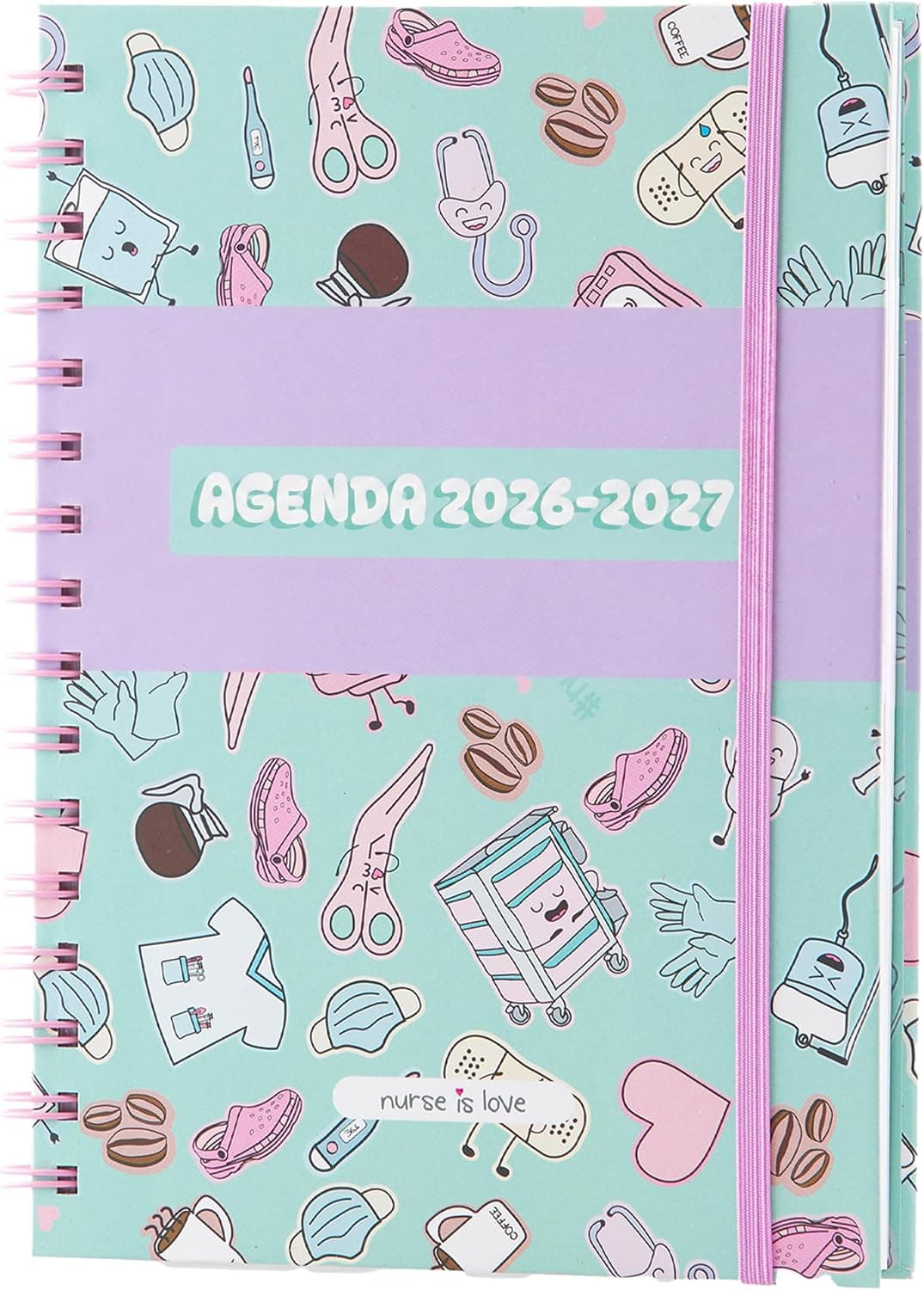 Agenda 2026-2027 para enfermeras con planificador semanal y mensual