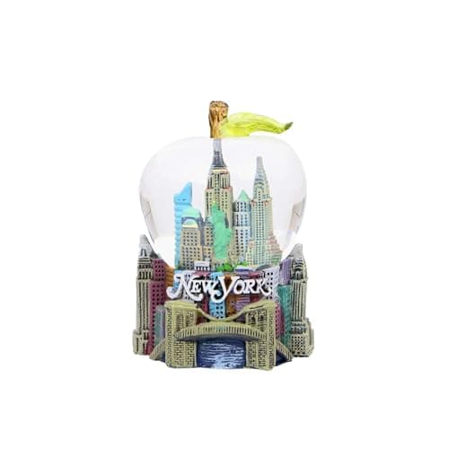 Mini bola de nieve de Nueva York con un tallo de manzana en lo alto del cristal