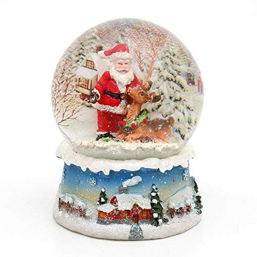 Bola de nieve con Papá Noel junto a su reno