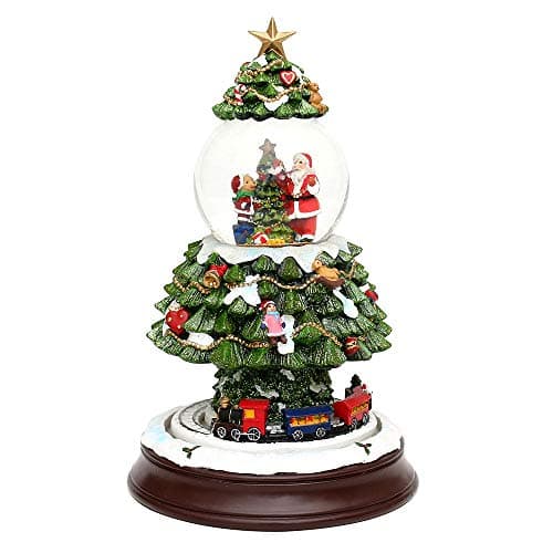 Bola de nieve XXL con árbol de Navidad y un tren en movimiento