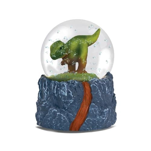 Water globe con una figura de T-Rex, sobre base de resina