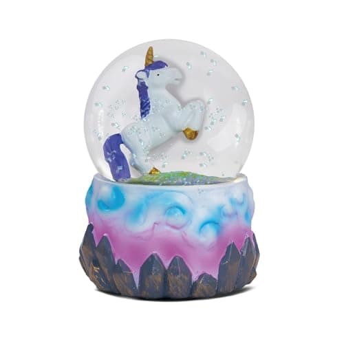 Water globe con una figura de unicornio, sobre base de resina