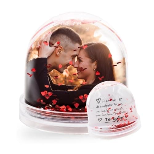 Bola con forma de corazón, foto personalizada y relleno de corazones rojos flotantes