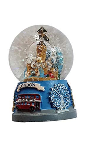 Bola de nieve mini con un collage de monumentos de Londres