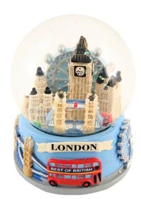 Bola de nieve de recuerdo de Londres con un collage de los principales monumentos de la ciudad