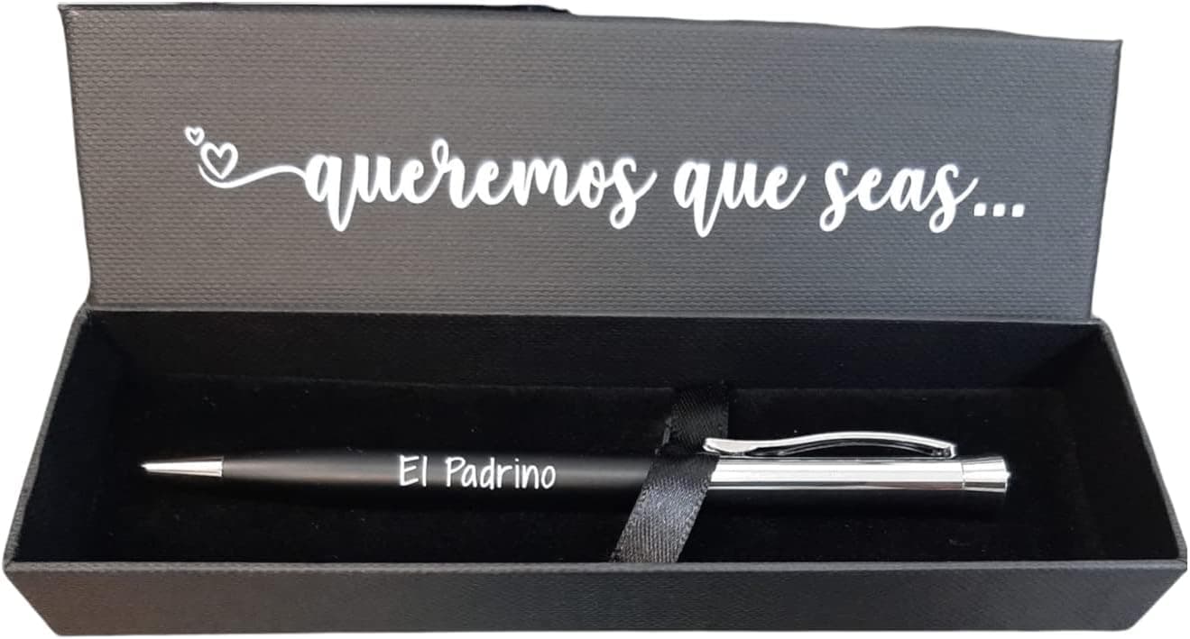 Bolígrafo de regalo para padrino y madrina en su caja