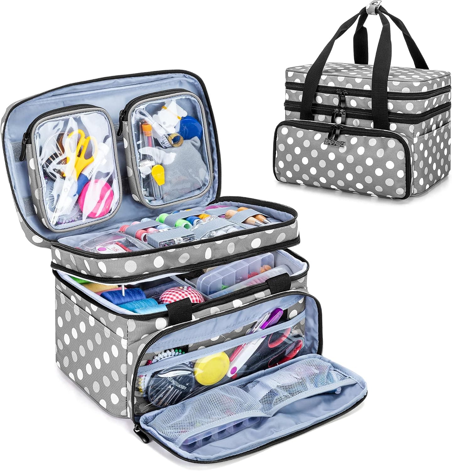 Bolsa de costura de nailon con doble capa y compartimentos internos