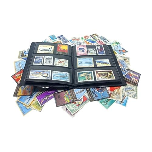 Colección de 100 sellos de aviones con álbum