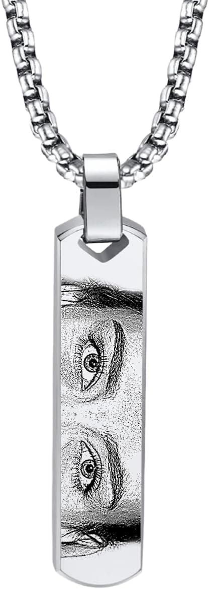 Collar de hombre con colgante de barra rectangular personalizable