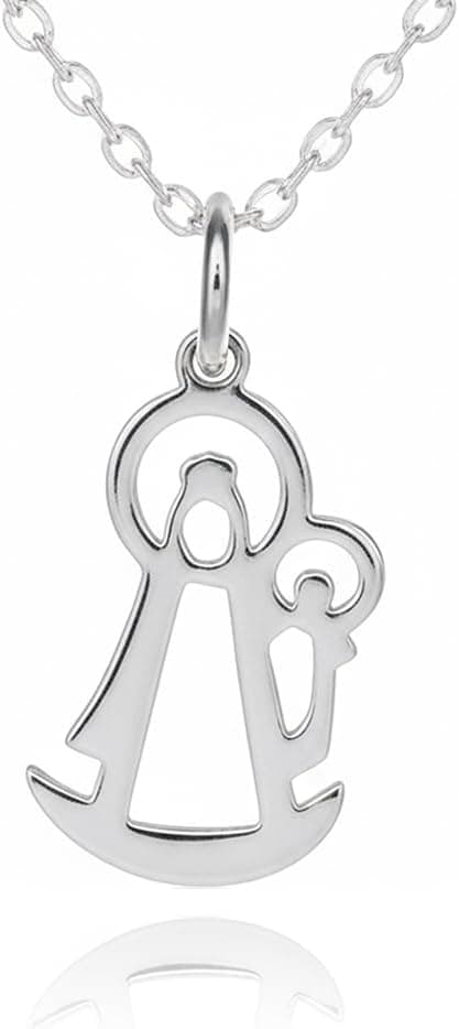Collar de plata con medalla calada de la Virgen del Carmen
