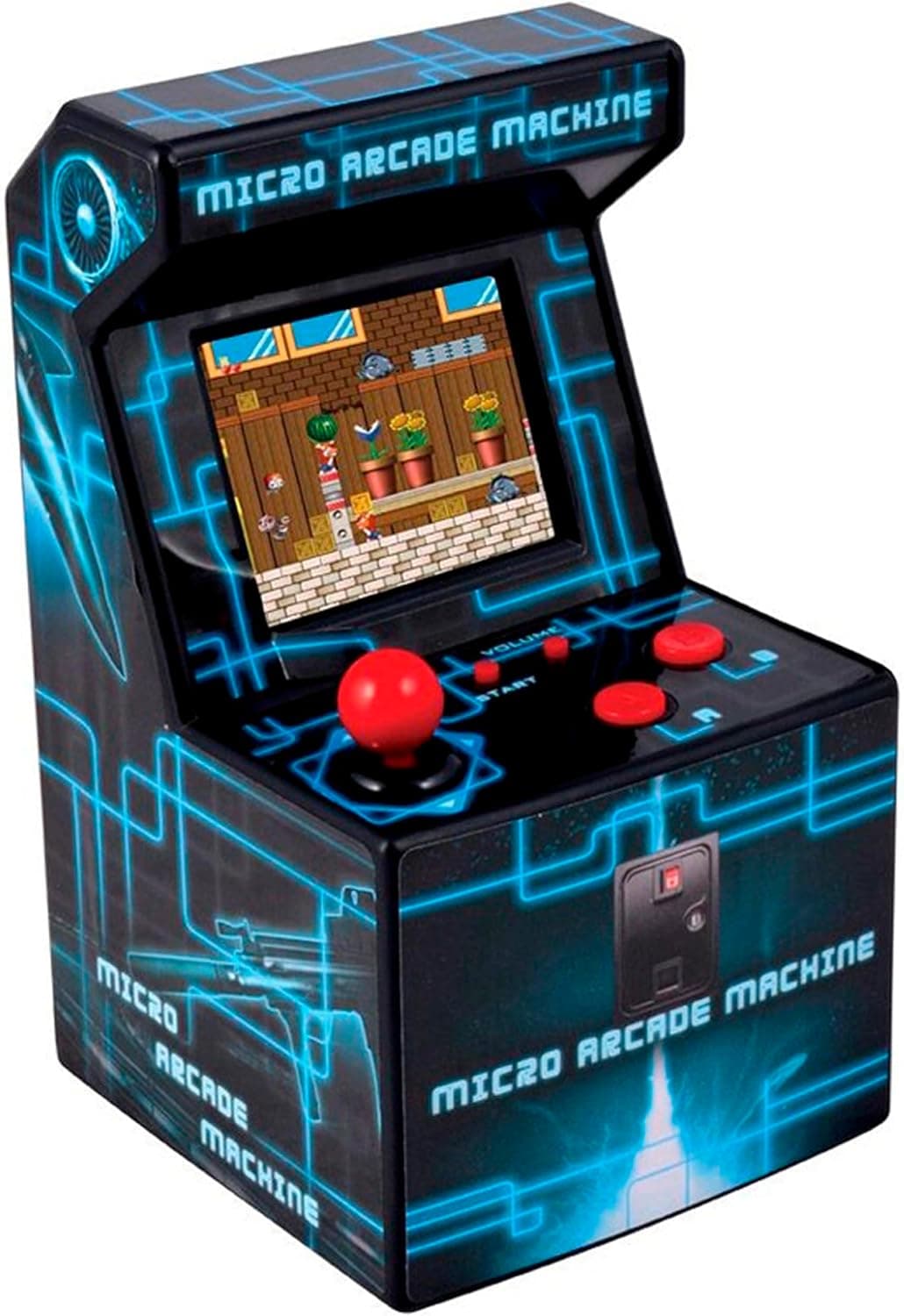 Mini consola arcade portátil con pantalla y botones estilo recreativa clásica
