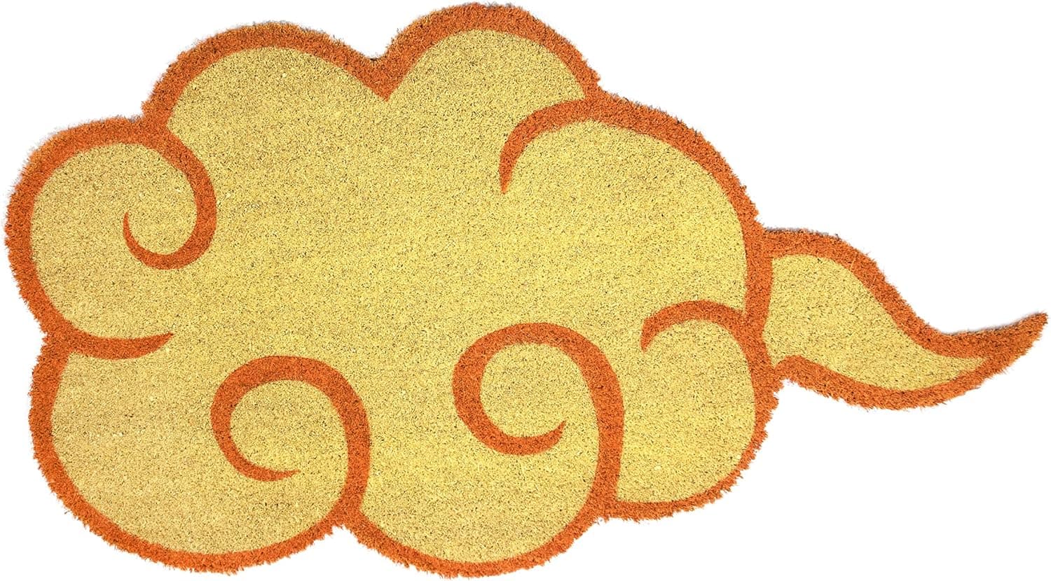 El felpudo amarillo con la forma de la nube Kinton de Dragon Ball en la entrada