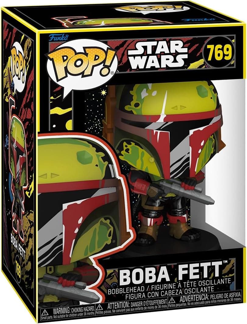 La caja del Pop número 769 de Star Wars con Boba Fett y su casco verde y rojo