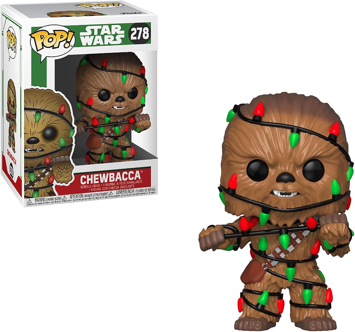 Figura Funko Pop de Chewbacca en edición navideña con luces