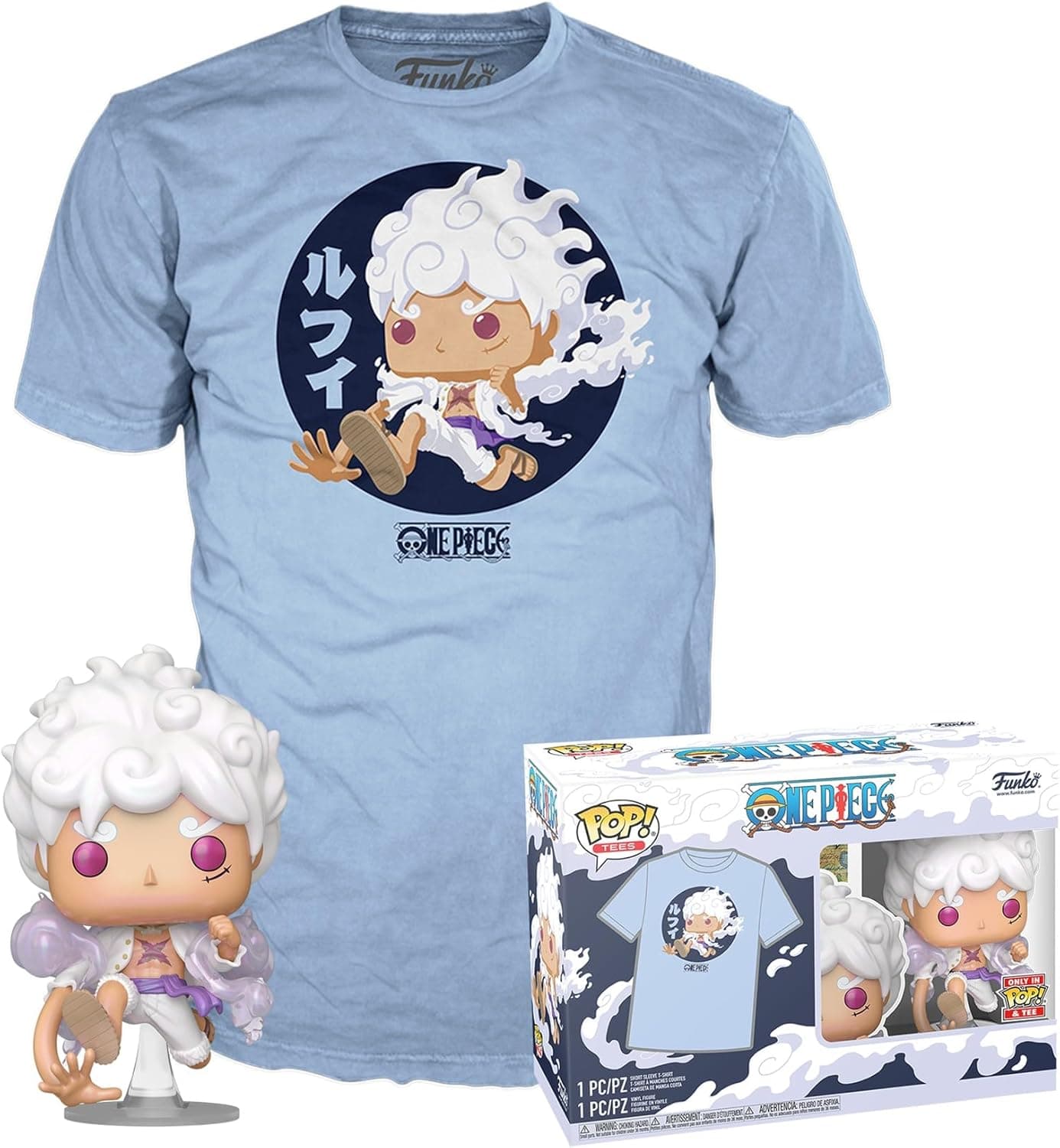 Pack con figura Funko Pop de Luffy en Fifth Gear y camiseta a juego