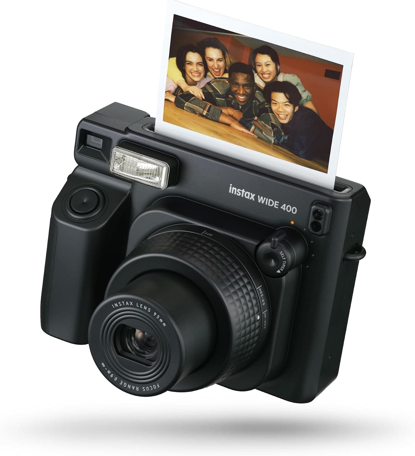 La Instax Wide 400 en negro con su diseño de cámara de viaje