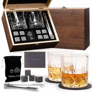 Juego de vasos de whisky con piedras y caja de madera, de HONGCI