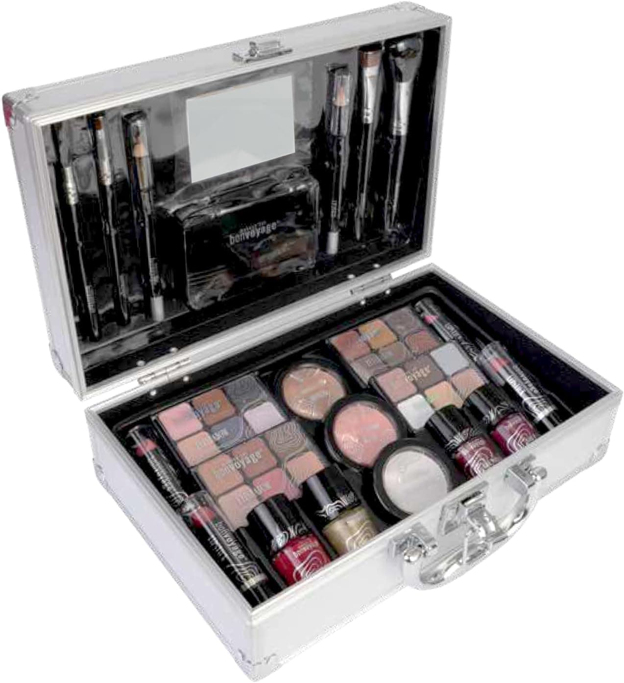 Kit de maquillaje bonvoyage en maletín metálico con espejo