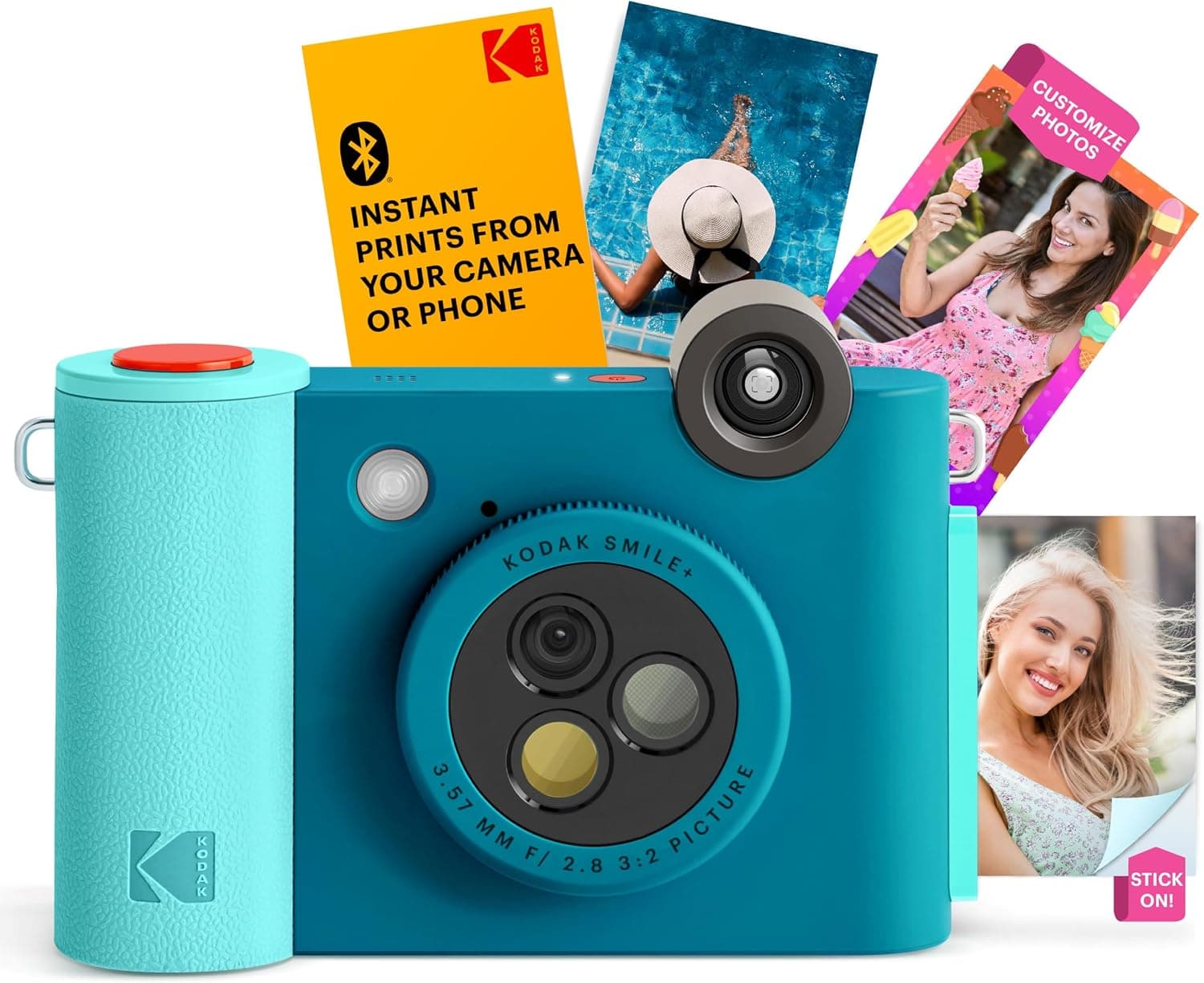 La Kodak Smile+ en color azul con la lente giratoria visible