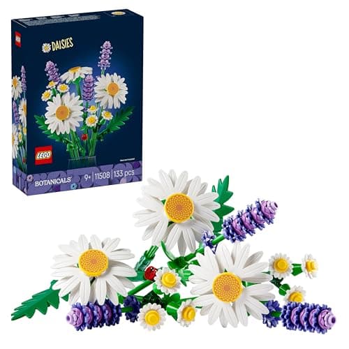 Ramo LEGO de margaritas grandes y pequeñas combinadas con lavanda